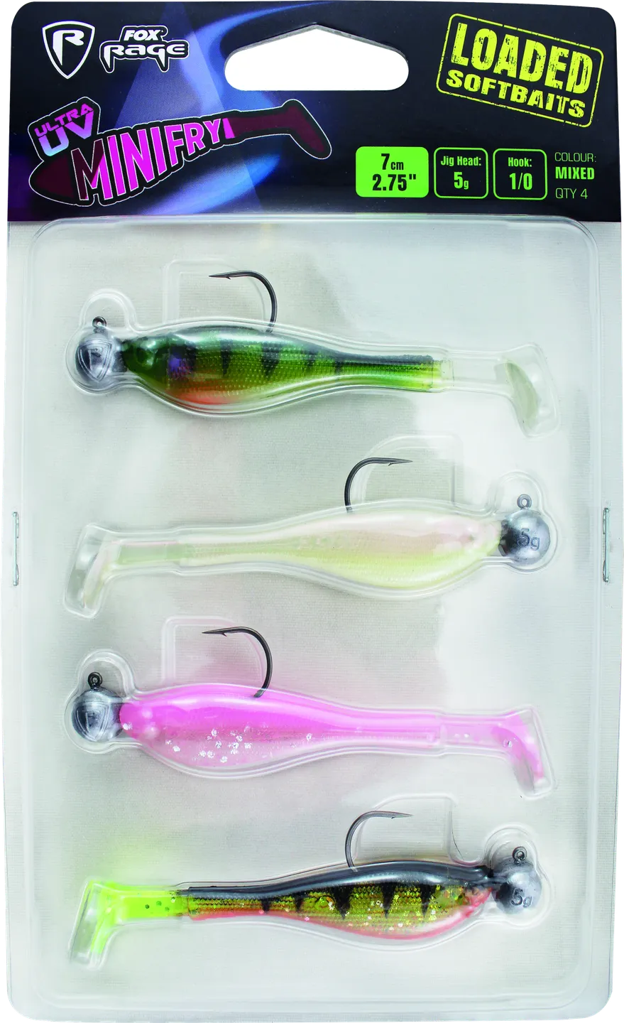 Fox Rage Ultra UV Mini Fry Loaded Lure Pack 5g 7cm 1/0