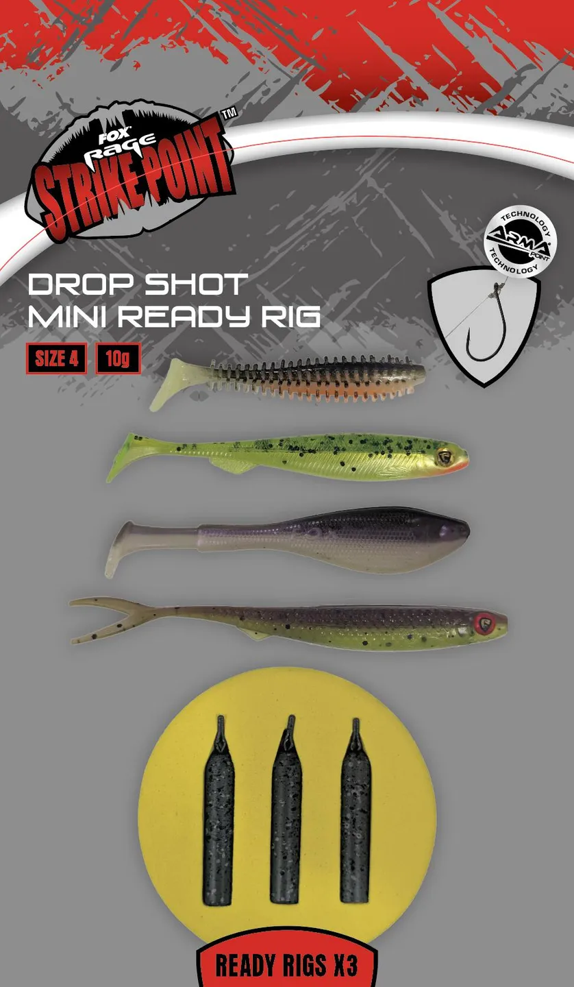 Fox Rage Drop Shot Mini Ready Rig 4 3pcs