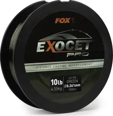 Fox Exocet Pro Monofilament Line 0.261mm 4.55kg 1000m Low Vis Green