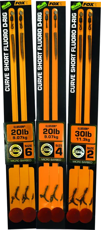 Fox Edges Curve Short Fluoro D-Rigs 4 9.1kg 2pcs Fluorocarbon