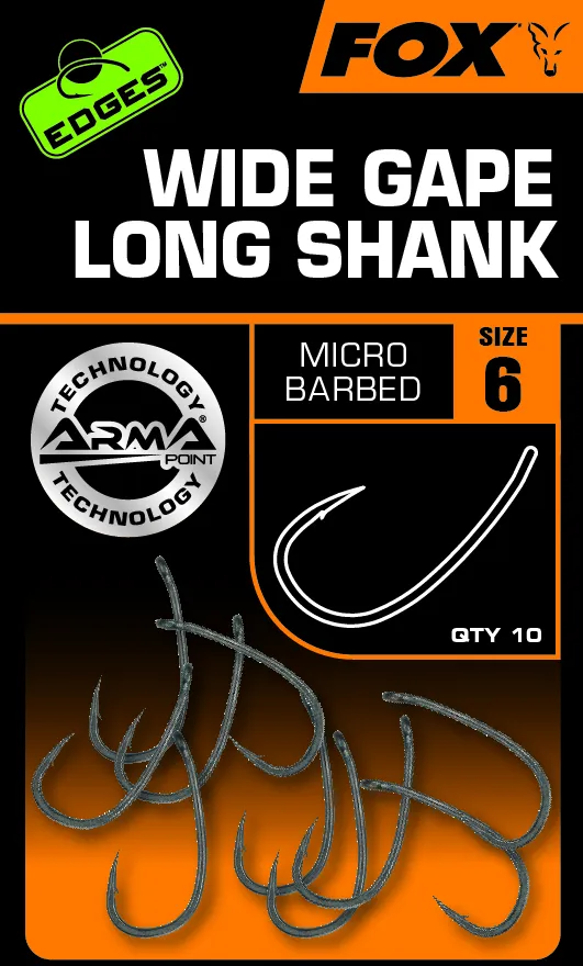 Fox Edges Wide Gape Long Shank Size 7