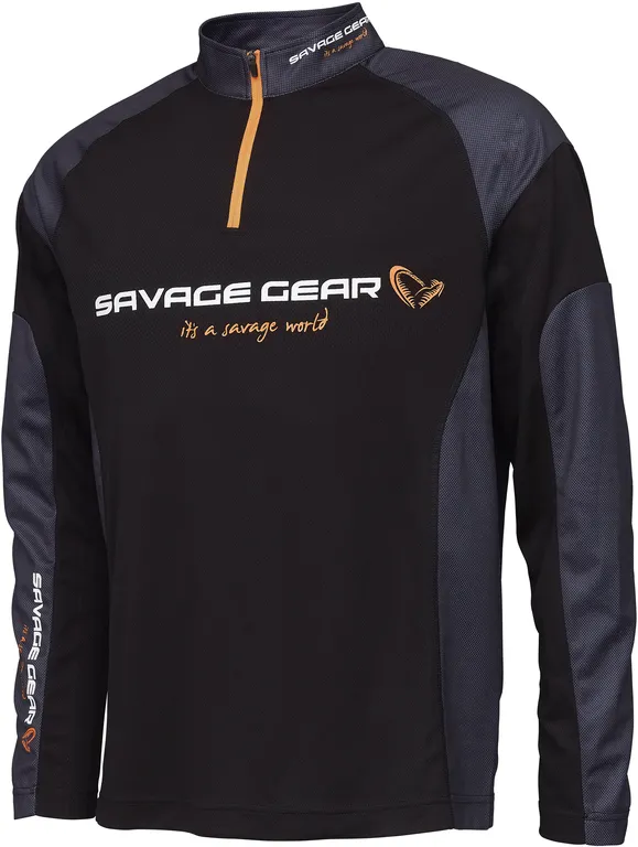 Savage Gear Tournament Gear Shirt 1/2 Zip Clothes M all season Black Ink