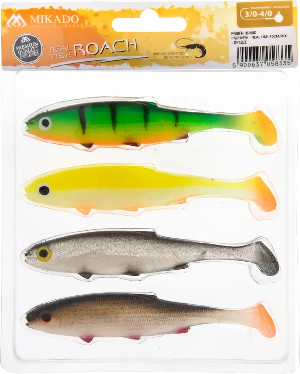 Mikado LURE - REAL FISH ROACH Softbaits 10cm 4pcs MIX