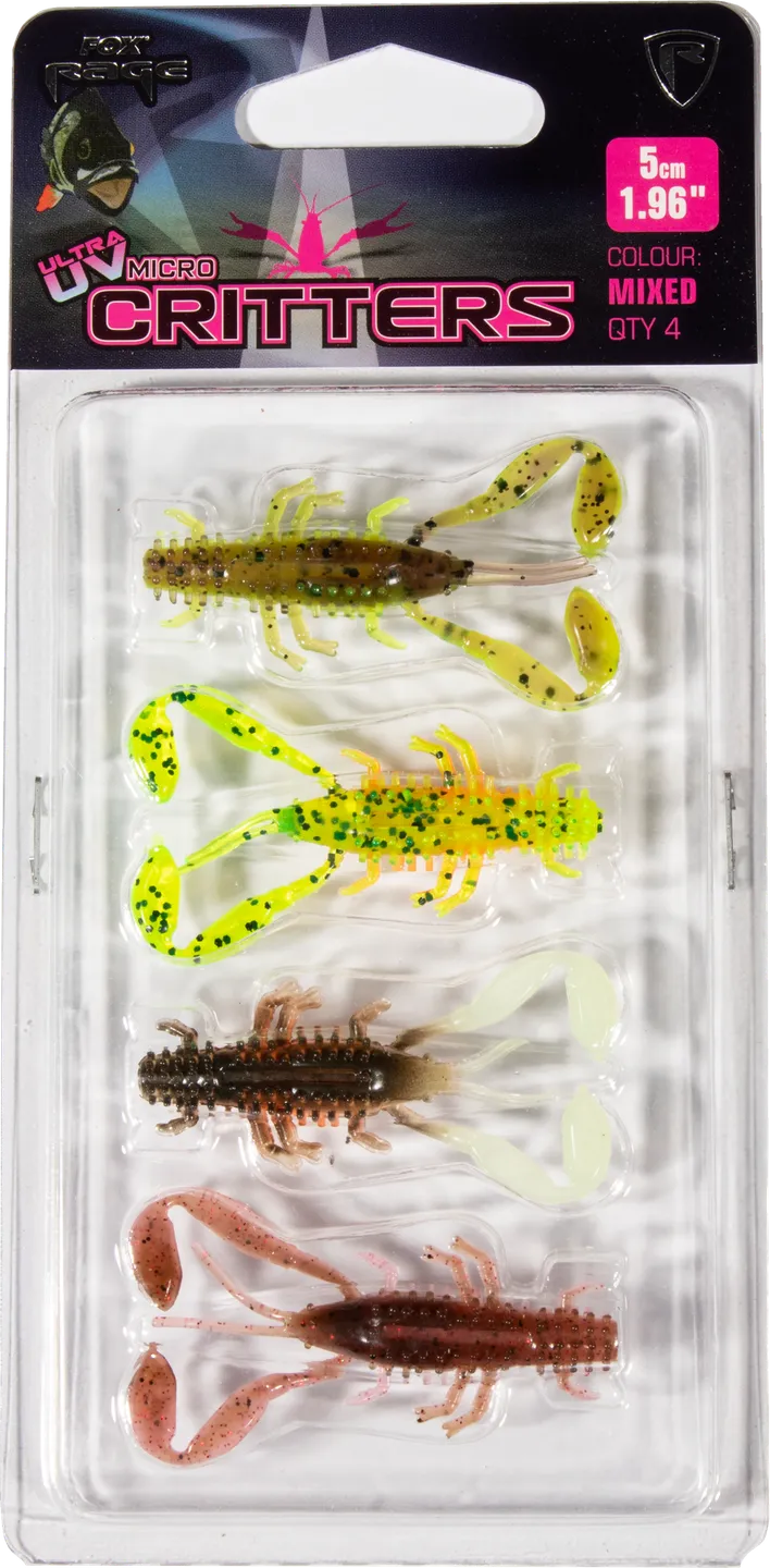 Fox Rage Ultra UV Micro Critter Mixed Colour Lure Pack 5cm 4pc