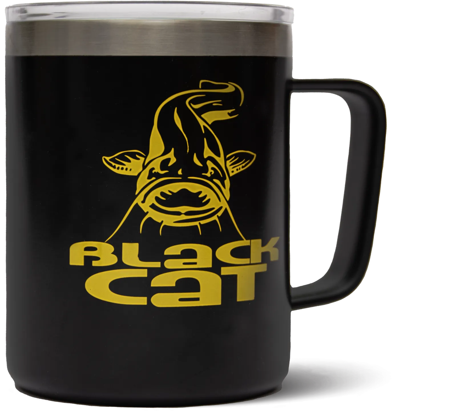 Black Cat Stainless Steel Thermal Mug 0.38l Clear Lid with Slide Opening