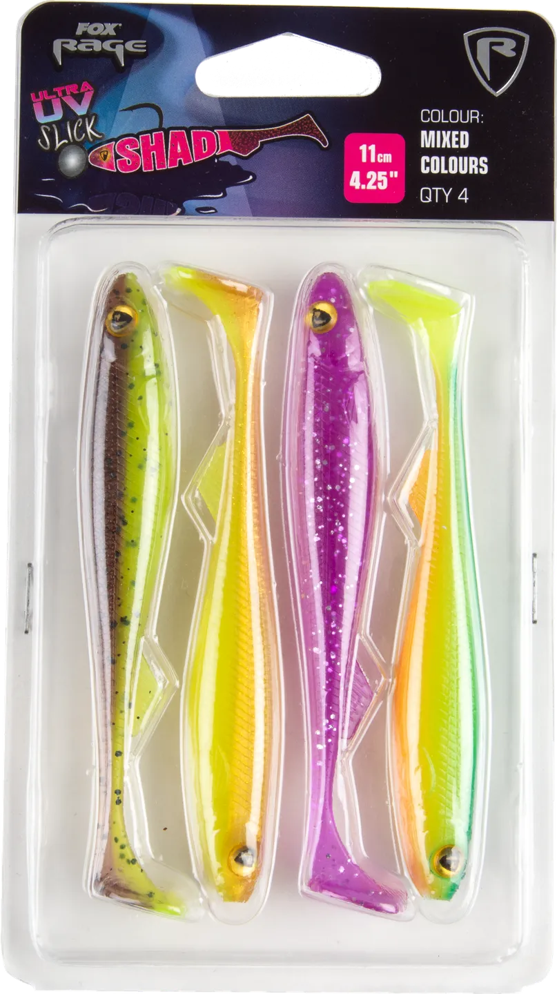 Fox Rage Slick Shad Mixed Colour Pack 11cm UV