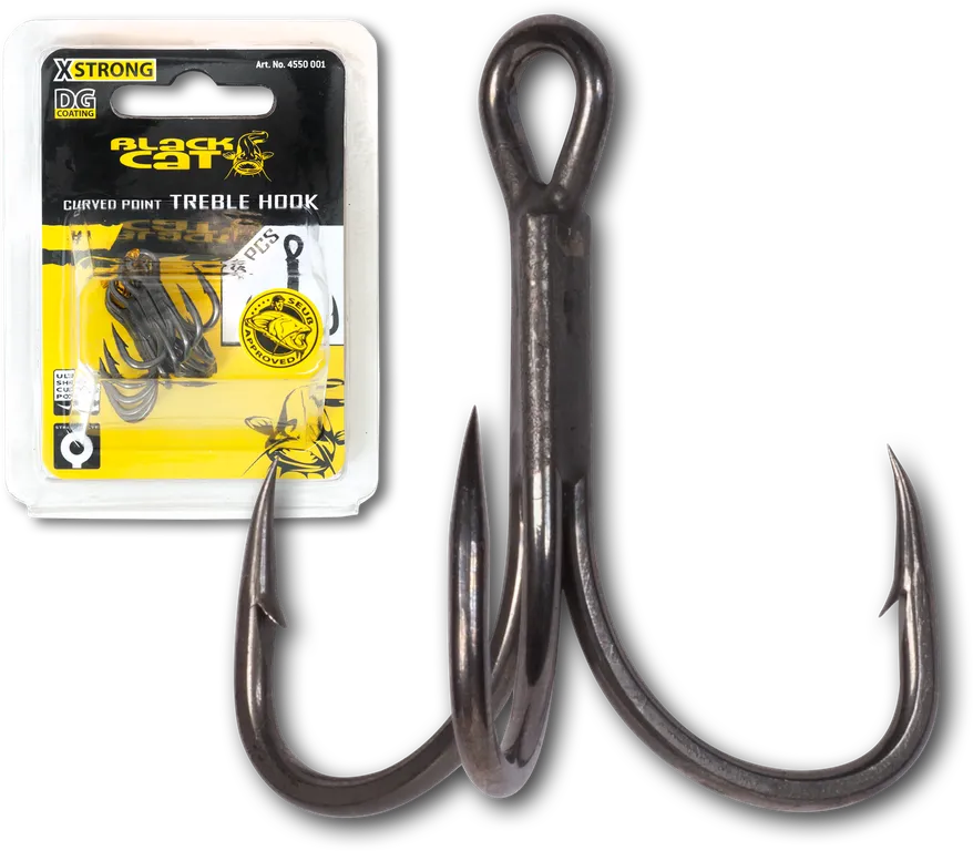 Black Cat Curved Point Treble Hook DG Hooks #3/0 5pcs