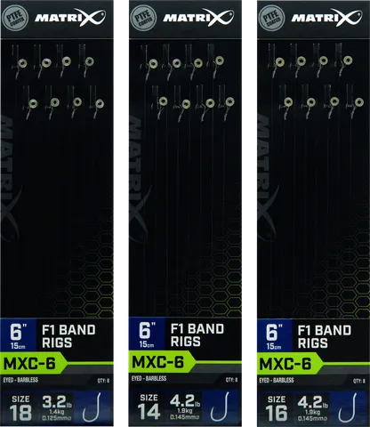 Matrix MXC-6 Ready-Made Rigs 14 15cm Barbless F1 Band