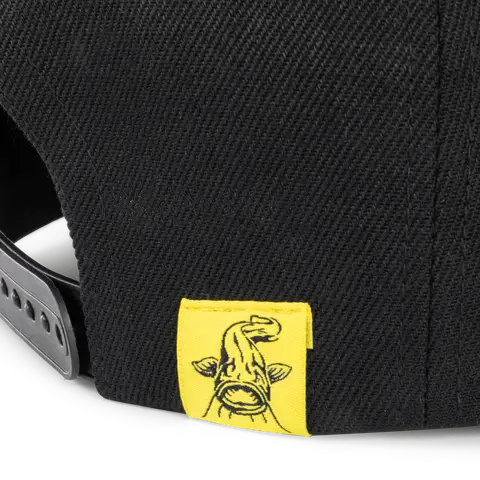 Black Cat Black Flat Peak Cap 50% Polyester / 50% Cotton